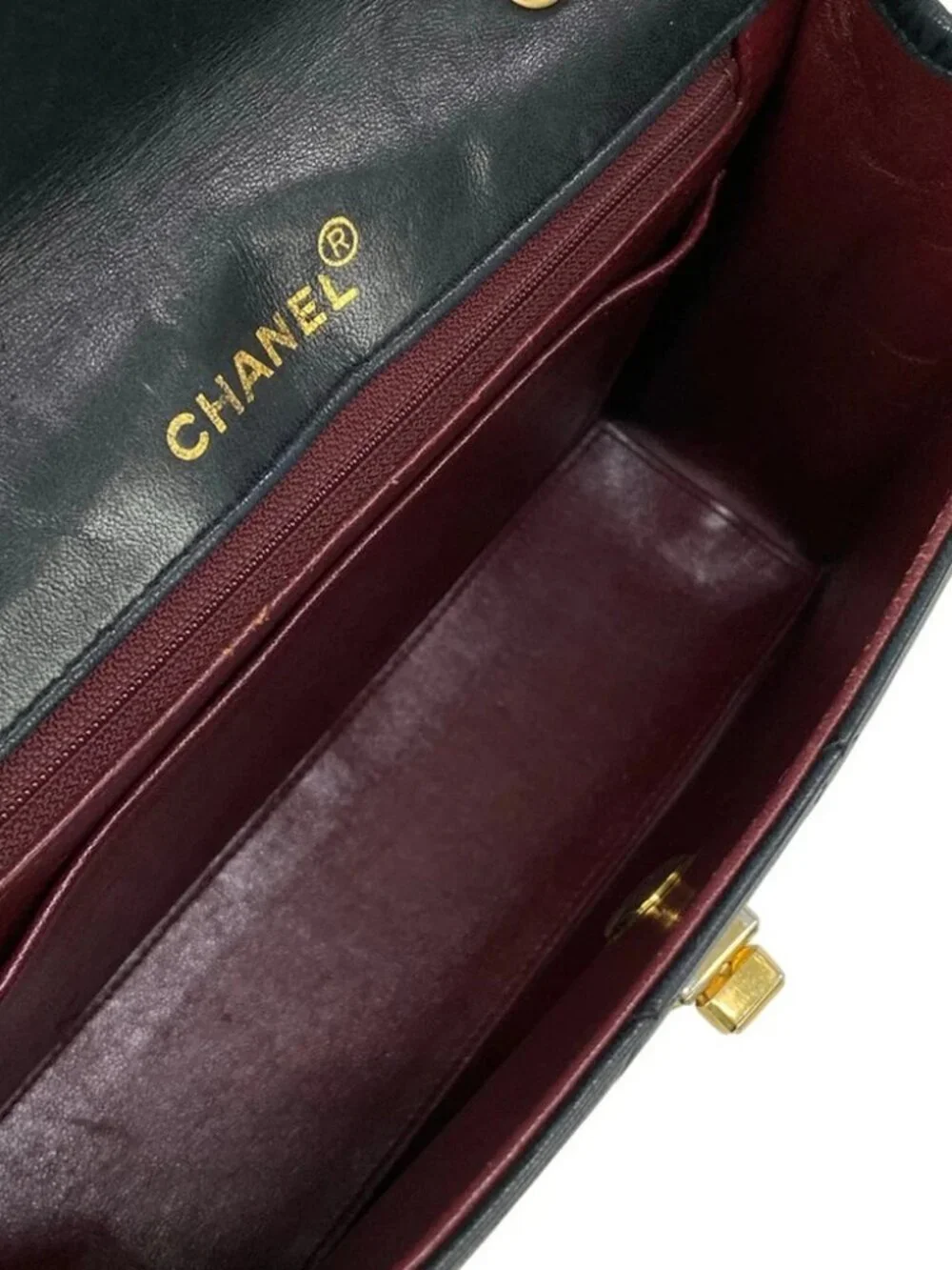 CHANEL Matelasse Black Lambskin Shoulder Bag Gold hardware